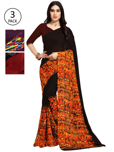 

KALINI Pack Of 3 Printed Saree, Purple