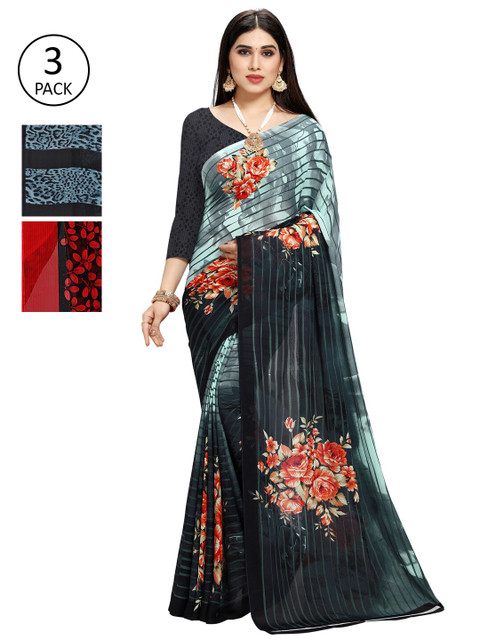 

KALINI Pack Of 3 Multicoloured Printed Sarees, Multi