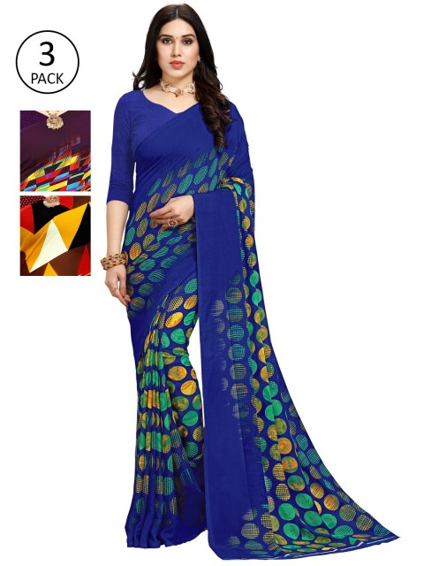 

KALINI Pack Of 3 Multicoloured Printed Sarees, Multi