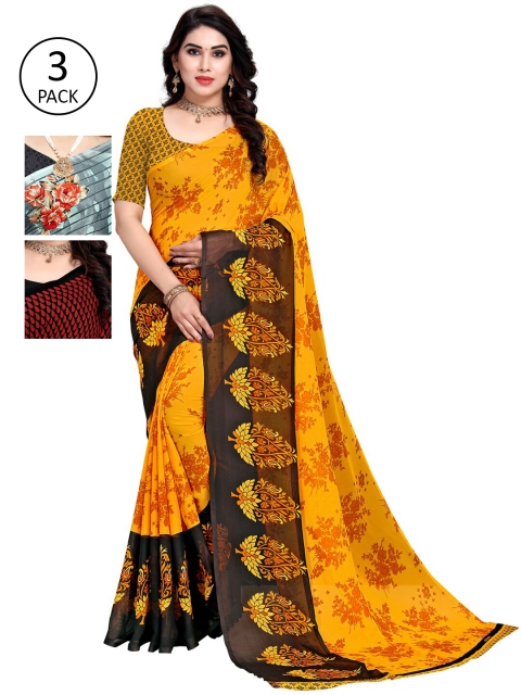 

KALINI Pack Of 3 Multicoloured Printed Sarees, Multi