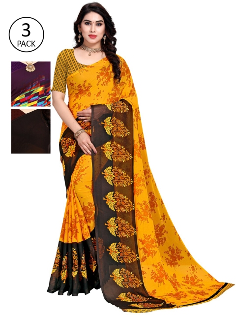 

KALINI Pack Of 3 Multicoloured Printed Sarees, Multi