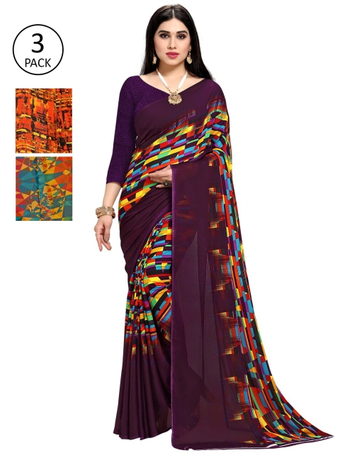 

KALINI Pack Of 3 Printed Saree, Yellow