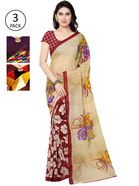 

KALINI Pack Of 3 Printed Saree, Purple