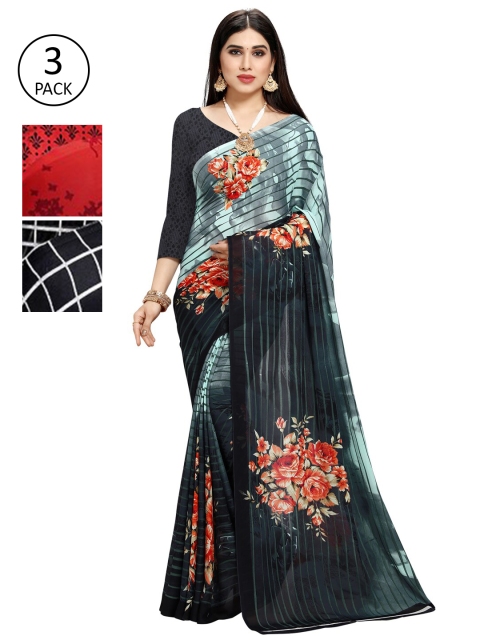 

KALINI Pack Of 3 Multicoloured Printed Sarees, Multi