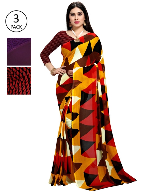 

KALINI Pack Of 3 Multicoloured Printed Sarees, Multi