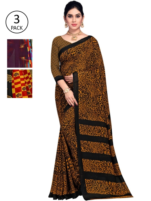 

KALINI Pack Of 3 Multicoloured Poly Georgette Printed Saree, Multi