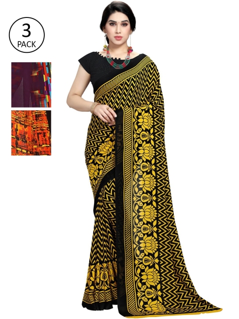 

KALINI Pack Of 3 Multicoloured Poly Georgette Printed Saree, Multi