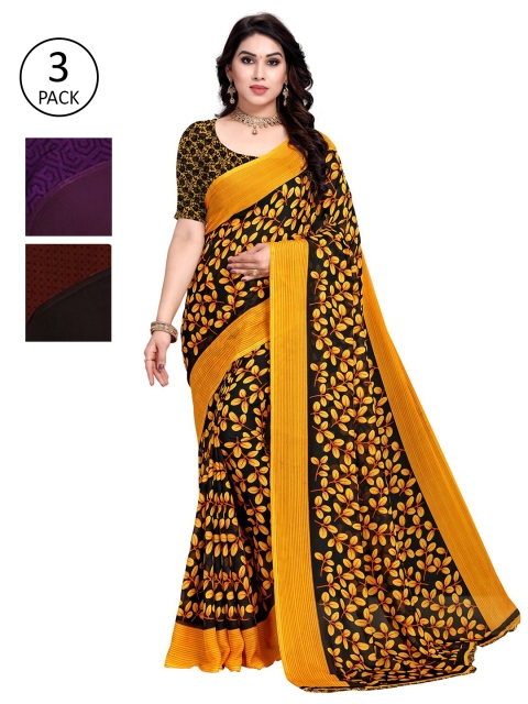 

KALINI Pack Of 3 Multicoloured Poly Georgette Printed Saree, Multi