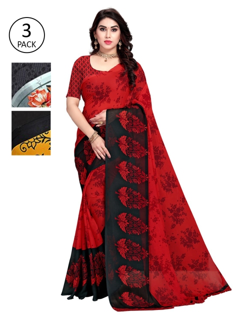 

KALINI Pack Of 3 Multicoloured Poly Georgette Printed Saree, Multi