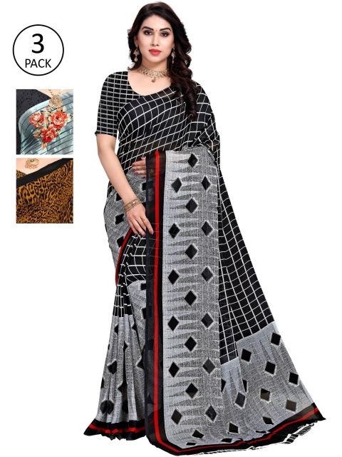 

KALINI Women Pack of 3 Printed Saree, Grey