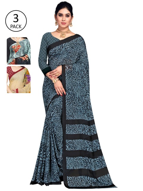 

KALINI Women Pack of 3 Printed Saree, Grey