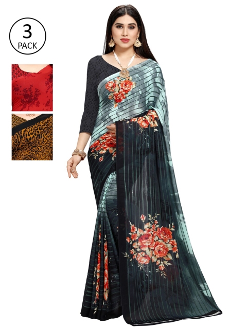 

KALINI Women Pack of 3 Printed Saree, Grey