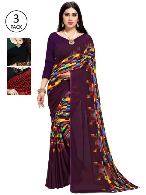 

KALINI Pack Of 3 Multicoloured Printed Sarees, Multi