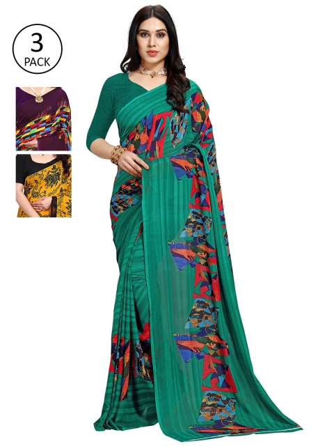 

KALINI Pack Of 3 Multicoloured Printed Sarees, Multi