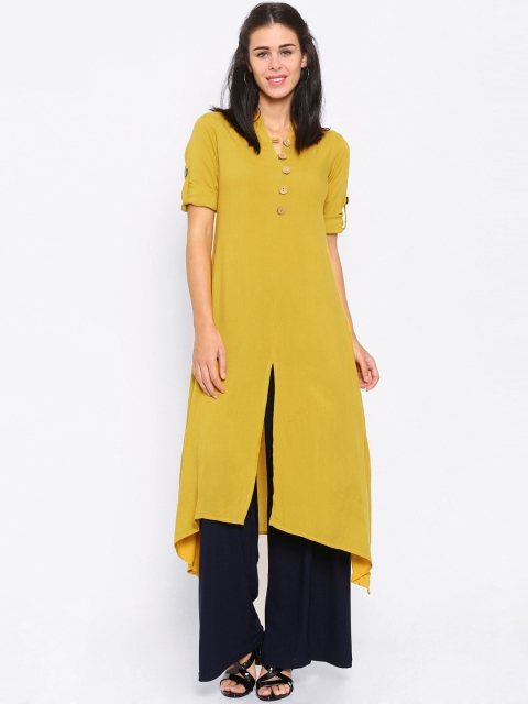 

Vishudh Women Mustard Yellow Solid A-Line Kurta