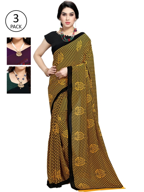 

KALINI Pack Of 3 Multicoloured Printed Sarees, Multi