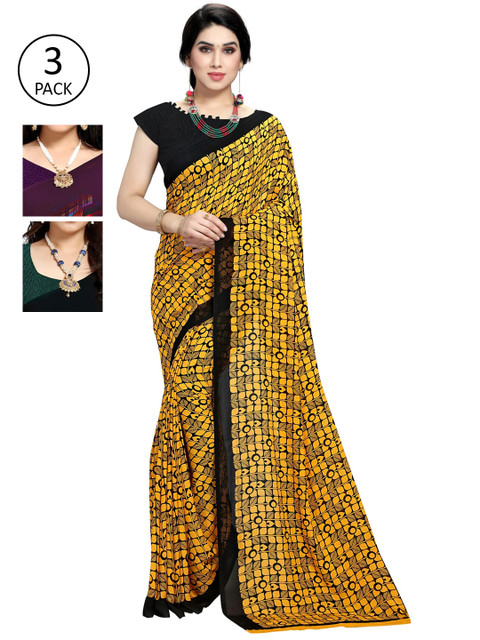 

KALINI Pack Of 3 Multicoloured Printed Sarees, Multi