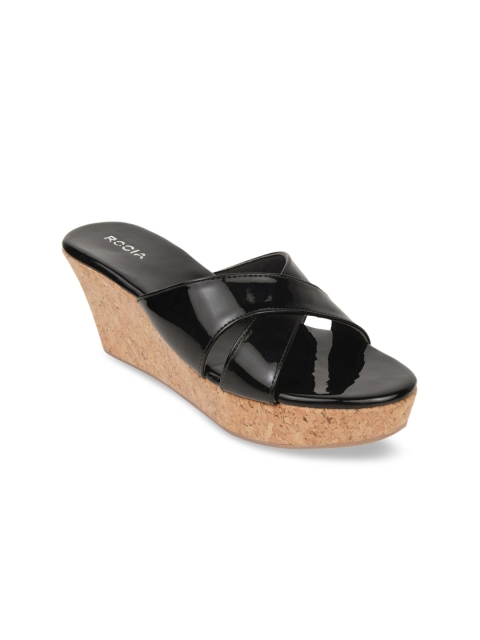 

Rocia Black & Beige Textured Wedge Sandals