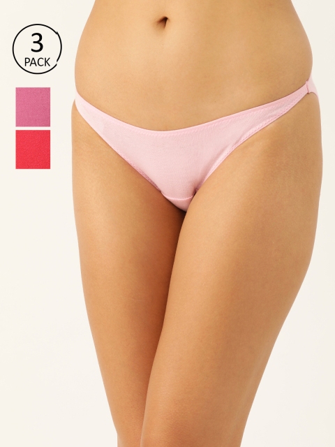 

DressBerry Women Pack of 3 Solid Cotton Bikini Briefs TAN-BRI-2PP-01, Pink