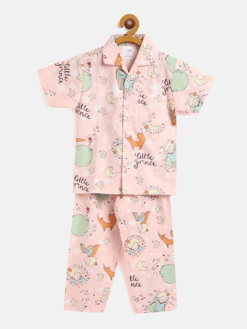 

NAUTI KIDZ Boys Pink & Orange Printed Night suit