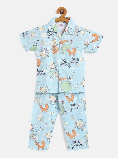 

NAUTI KIDZ Boys Blue & Orange Printed Night suit