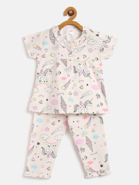 

NAUTI KIDZ Girls Pink Printed Cotton Pyjamas Set