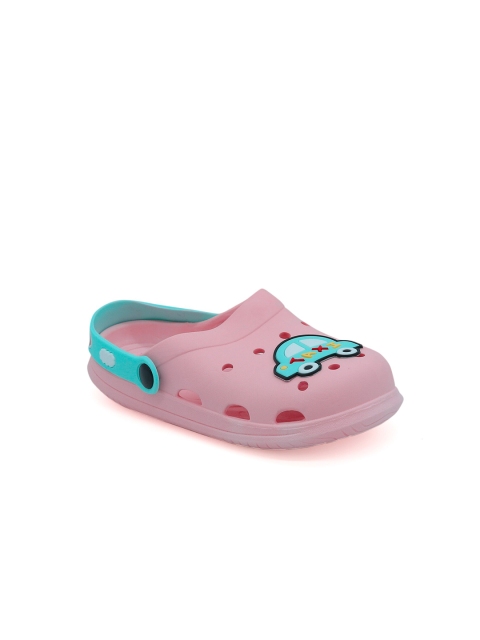 

FEETWELL SHOES Kids Pink & Green Croslite Clogs
