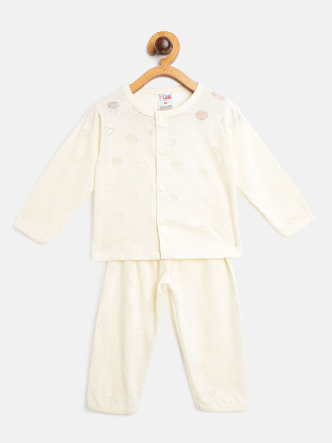 

NAUTI KIDZ Infant Off White Cloud Print Cotton Pyjamas Set