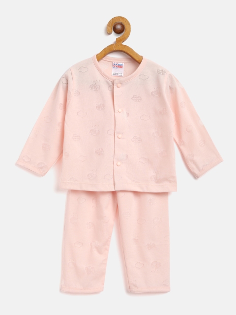 

NAUTI KIDZ Infant Kids Pink Cotton Burnout Effect Pyjamas Set, Peach