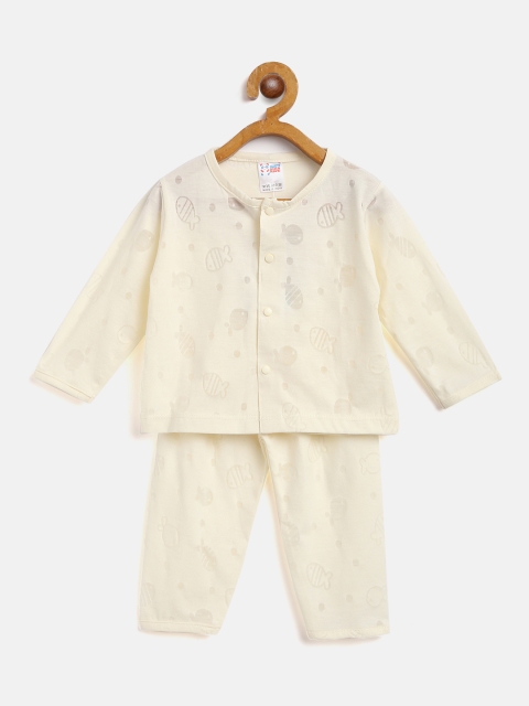 

NAUTI KIDZ Infant Kids Off-White Cotton Burnout Effect Pyjamas Set