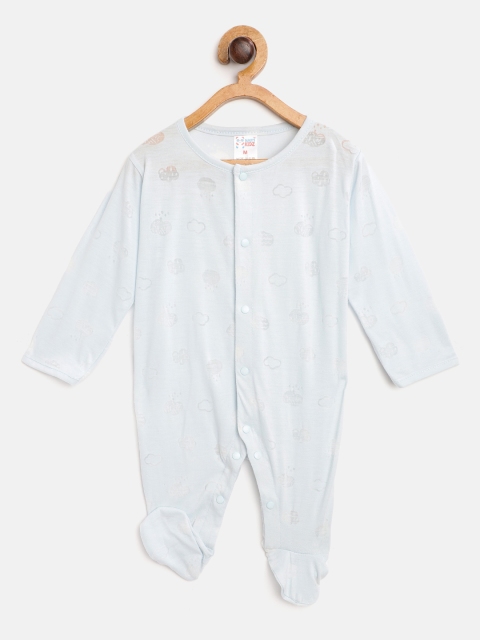 

NAUTI KIDZ Infant Kids Light Blue Cotton Clouds Burnout Effect Sleepsuit