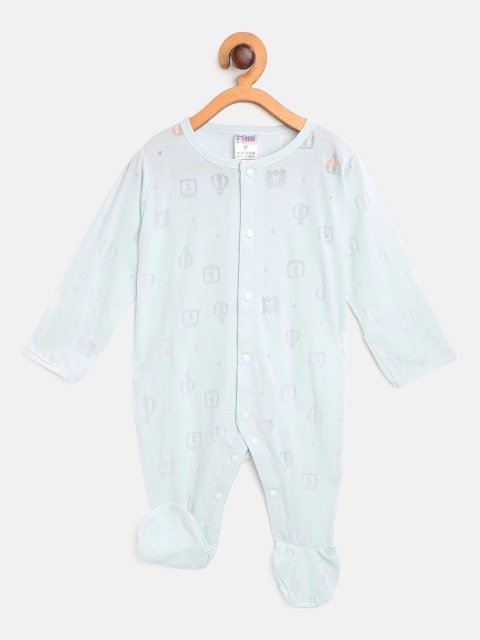 

NAUTI KIDZ Infant Kids Light Blue Cotton Burnout Effect Sleepsuit
