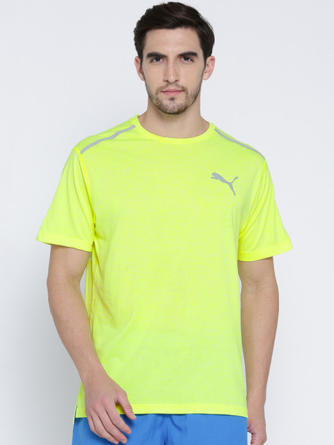 

Puma Men Fluorescent Green Solid BONDED TECH SS dryCELL T-shirt