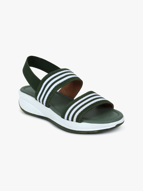 

Bloomtale Women Green Striped Comfort Sandals