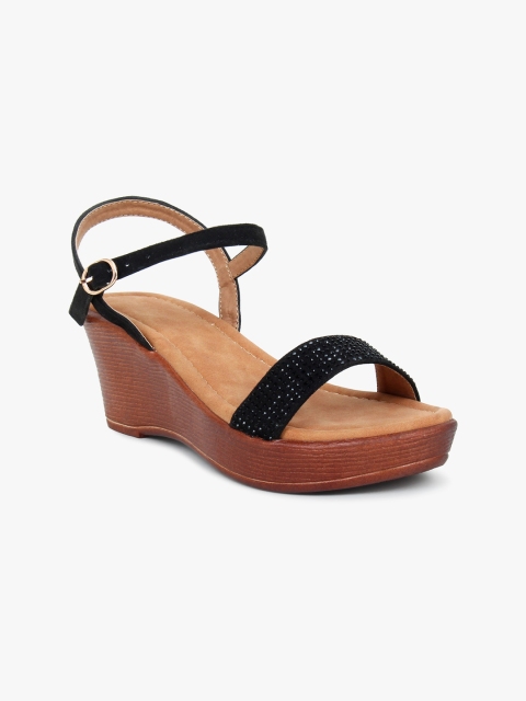 

Bloomtale Black Embellished Wedge Sandals