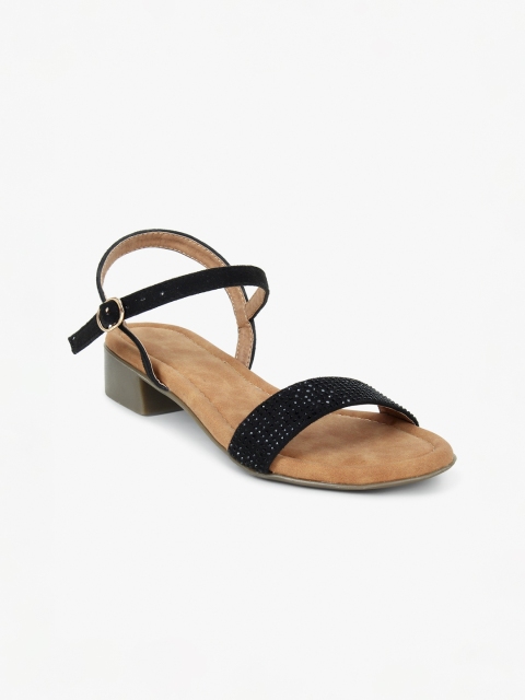

Bloomtale Black Embellished Block Sandals With Buckles