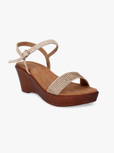 

Bloomtale Cream-Coloured Embellished Wedge Sandals