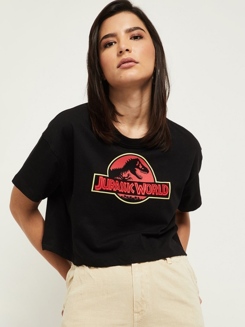 

max Women Black Graphic Print T-shirt