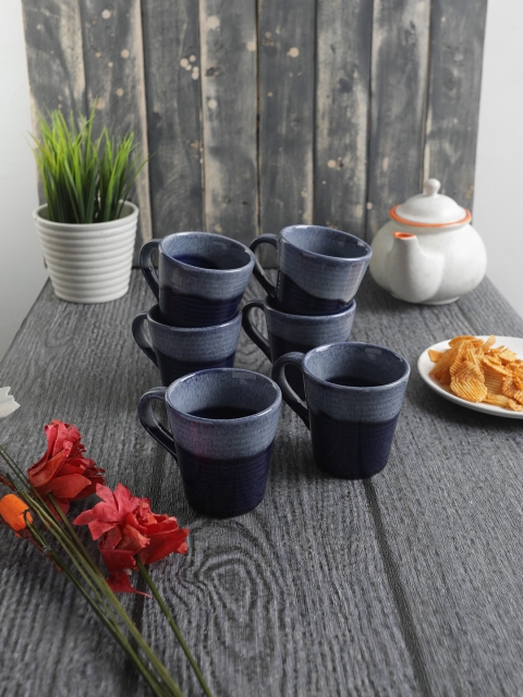 

MIAH Decor Navy Blue Handcrafted and Hand Painted 6-Pieces Stoneware Mugs Set