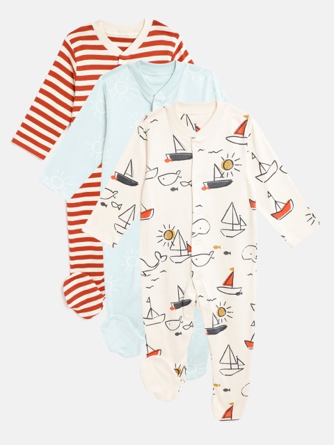 

Marks & Spencer Infant Kids Pack of 3 Organic Cotton Sleepsuits, Red