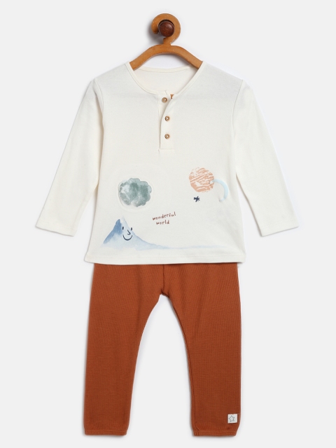 

Marks & Spencer Kids Off White & Green Conversational Print Cotton T-shirt with Pyjamas
