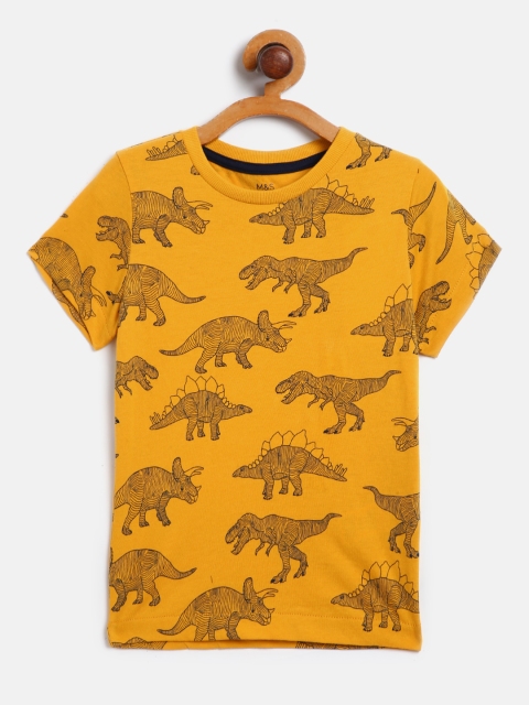 

Marks & Spencer Boys Mustard Yellow & Black Dinosaur Print Cotton T-shirt