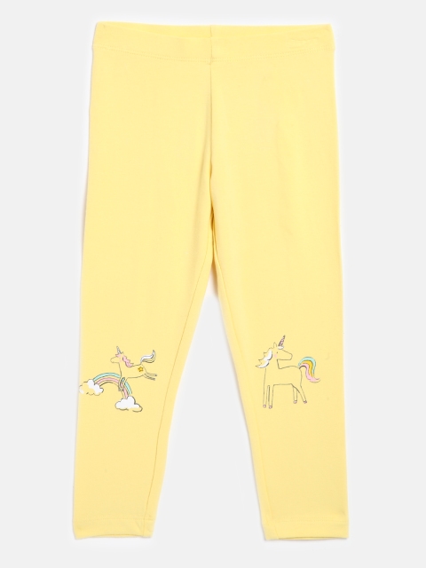 

Marks & Spencer Girls Yellow Solid Leggings with Unicorn Print Detail