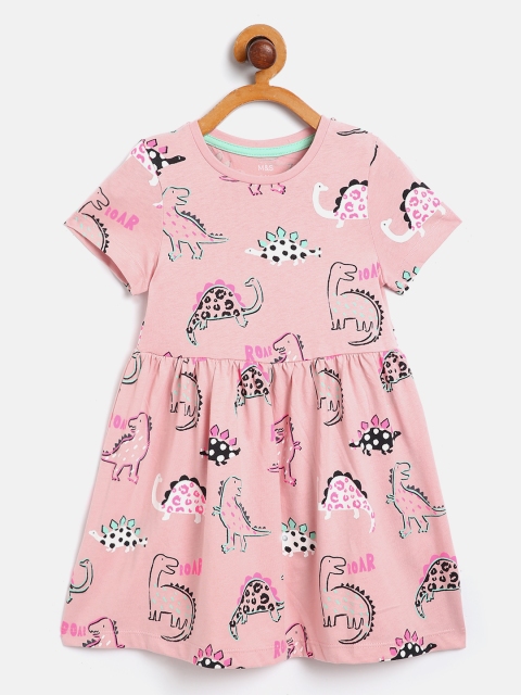 

Marks & Spencer Girls Pink & Black Dinosaur Printed Fit & Flared Dress