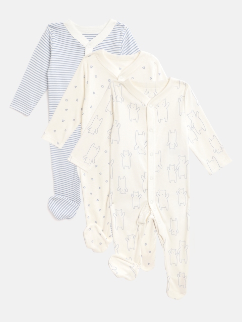 

Marks & Spencer Infant Kids Pack of 3 Organic Cotton Sleepsuits, Off white