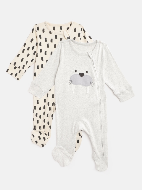 

Marks & Spencer Infant Kids Pack of 2 Pure Cotton Sleepsuits, Grey melange