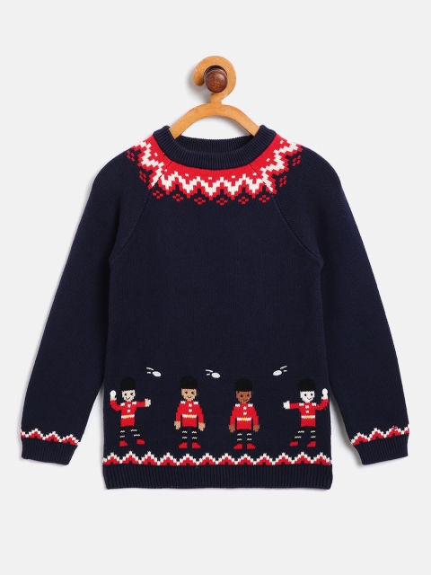 

Marks & Spencer Boys Navy Blue & Red Cotton Quirky Pattern Pullover