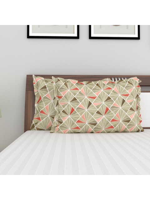 

Home Centre Set Of 2 Beige & Red Printed Cotton Pillow Covers