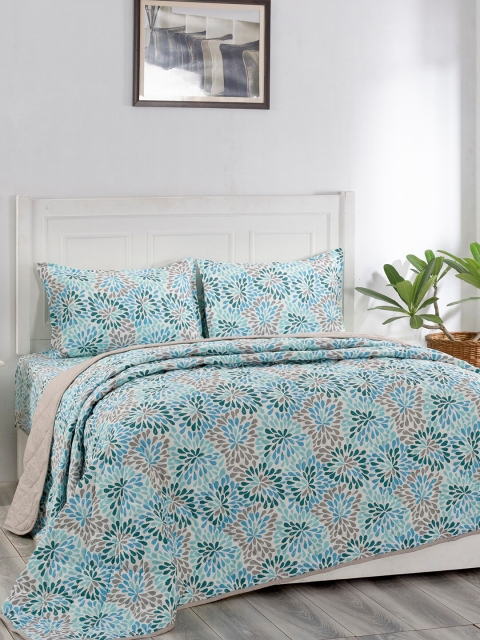 

In-House by maspar Blue & White Ethnic Motifs Summer 110 GSM Double Bed Quilt