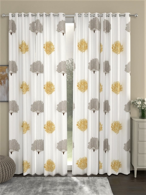 

URBAN SPACE White & Blue Set of 2 Quirky Long Door Curtain